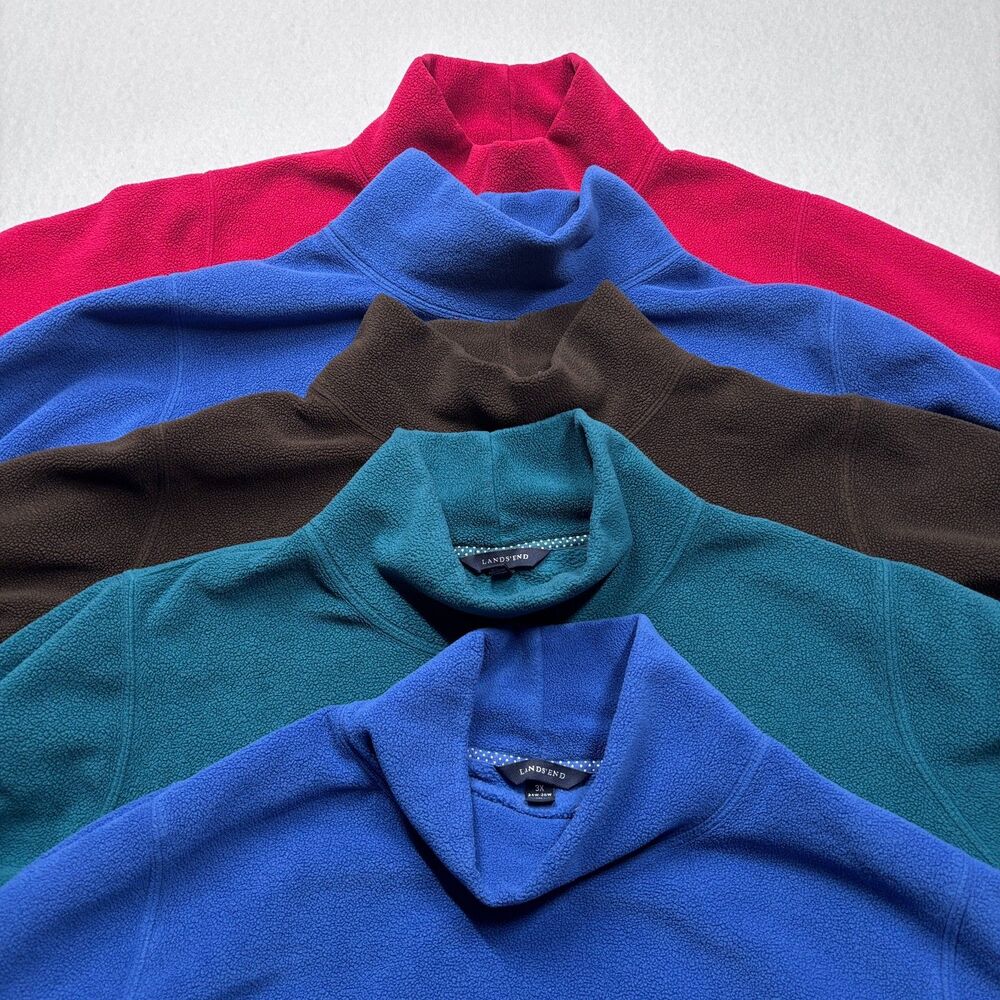 Lands End Ladies 3X Long Sleeve Fleece Collared Sweater Bundle of FIVE 24w-26w